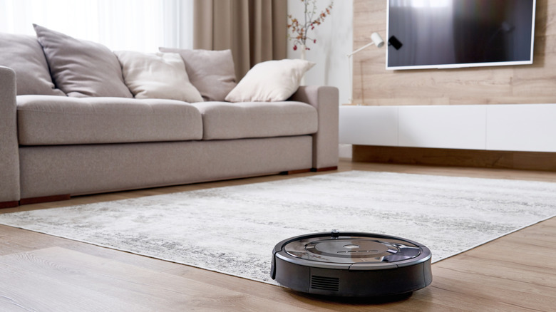 Robotic vacuum on  floor