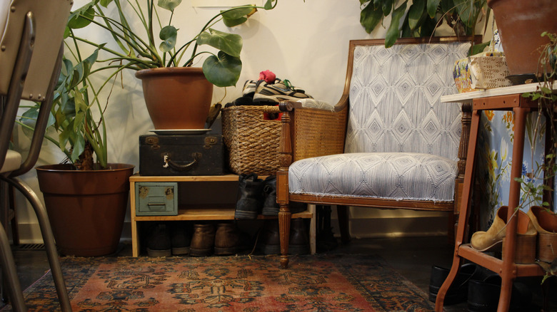 reading nook with plants