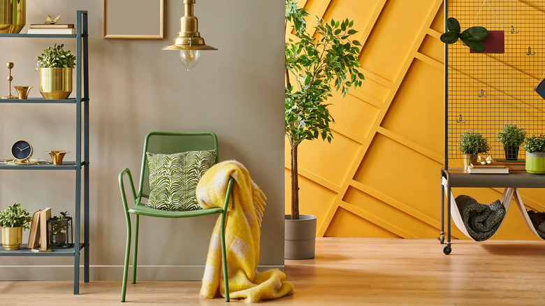 bright yellow wall and chair