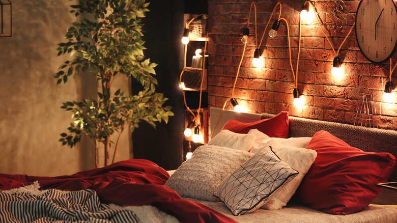 fairy bedroom with string lights