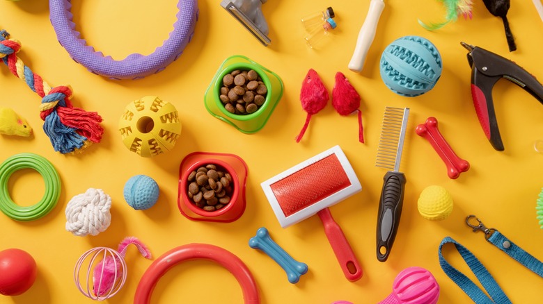 Dog supplies to store in cabinet