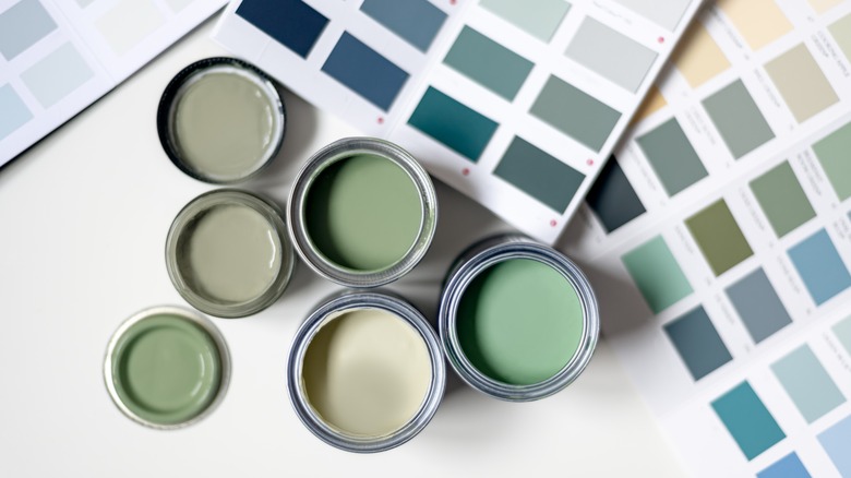 Various green paint colors
