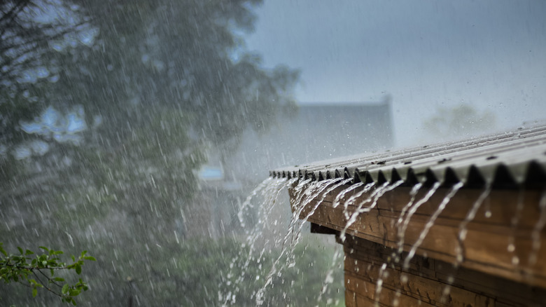 rain flowing off of roof