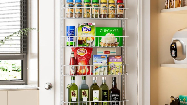 An over-the-door organizer for a pantry