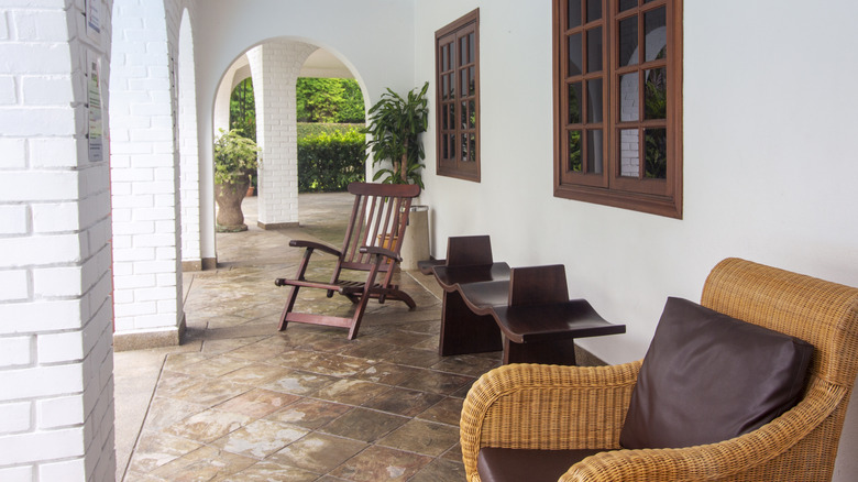 Tile porch flooring