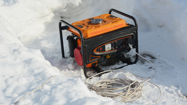 Portable generator in snow