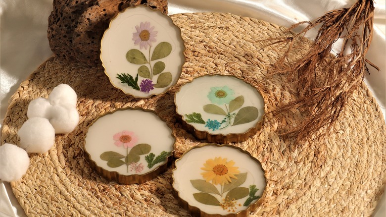 pressed flower coasters