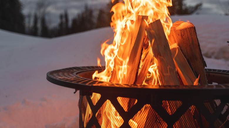 fire pit in snow