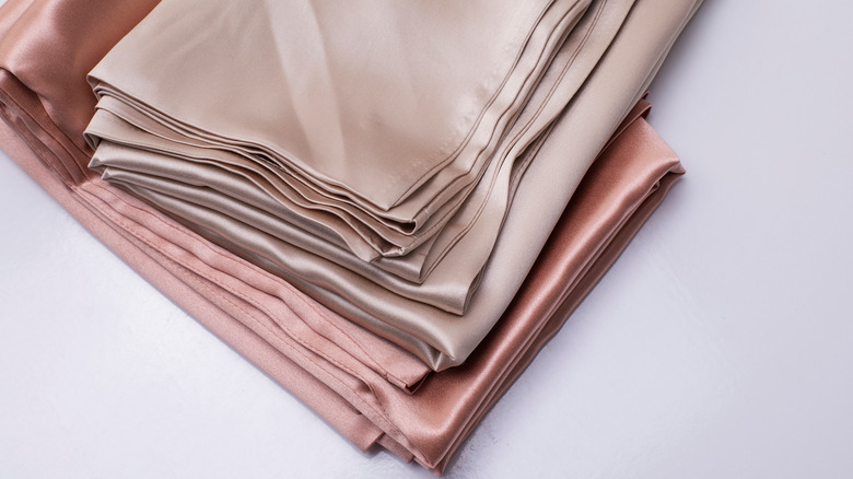 Silk pillowcases loosely folded