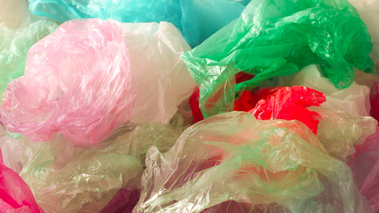 Pile of plastic grocery bags