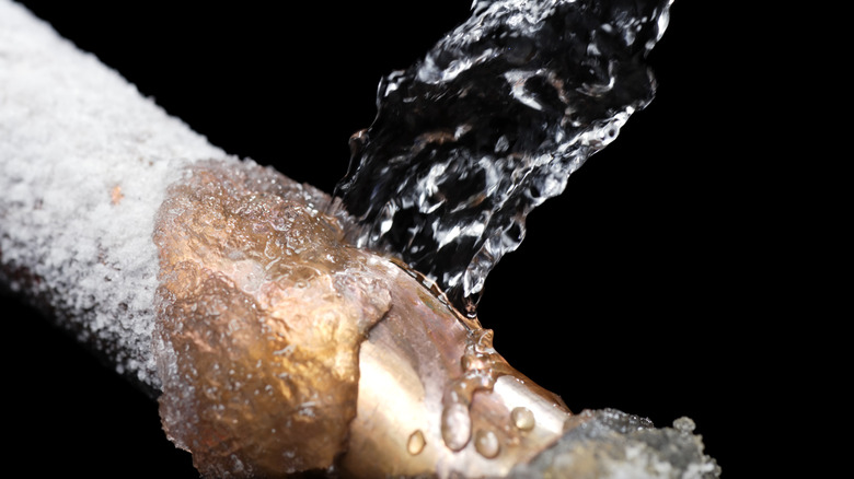 Pipe cracks due to freezing temperatures