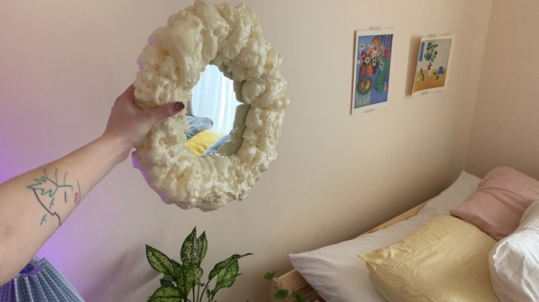 small round foam mirror