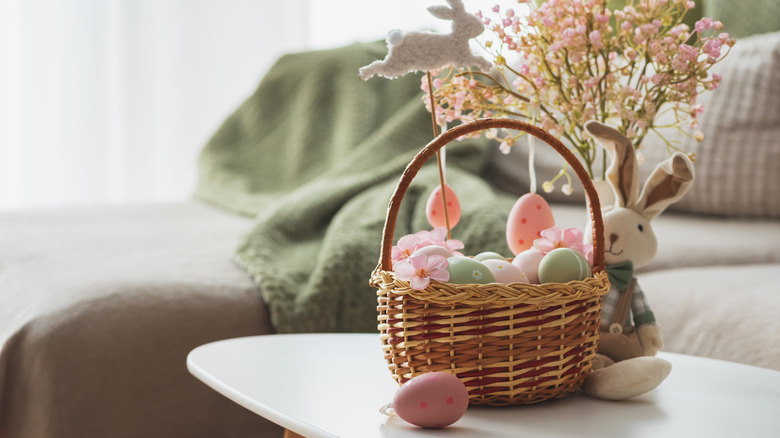 easter basket filled with eggs