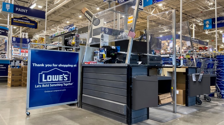 Checkout counter at Lowe's