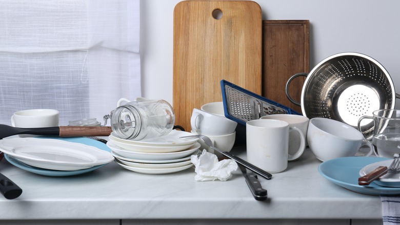 Messy kitchen countertop 