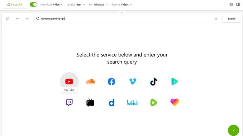 Screenshot of interal search engine in 4K Video Downloader Plus