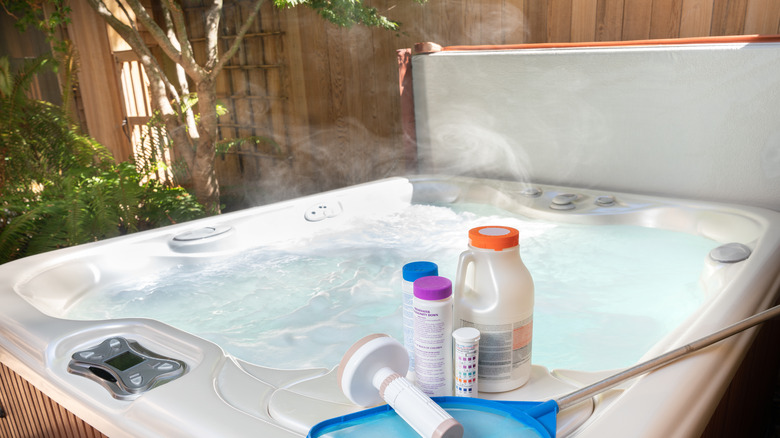 hot tub and cleansing chemicals