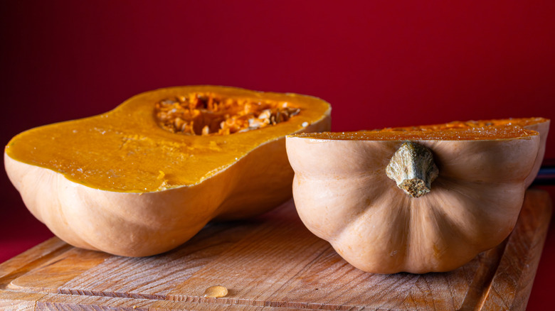 Close up of cut up butternut squash