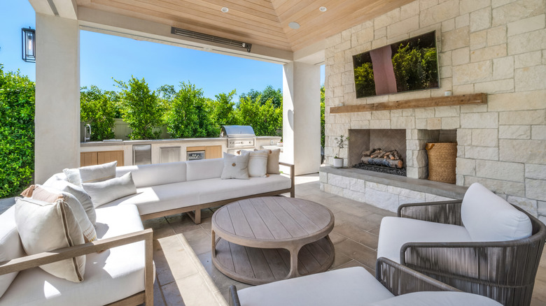 Outdoor television in patio setup