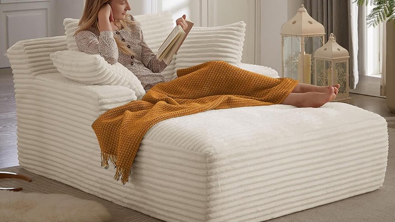 Woman lounging on a boneless lounger