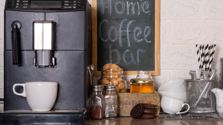 Cozy coffee bar setup