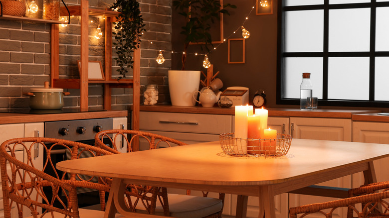 Warm-toned lighting in a kitchen