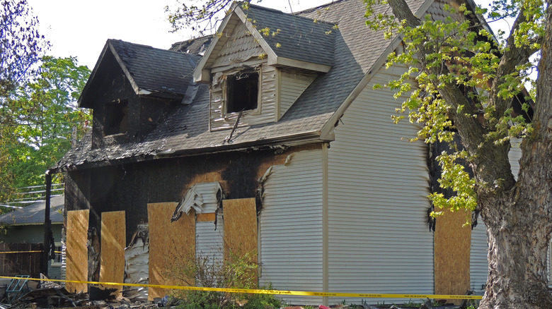 Fire-damaged home