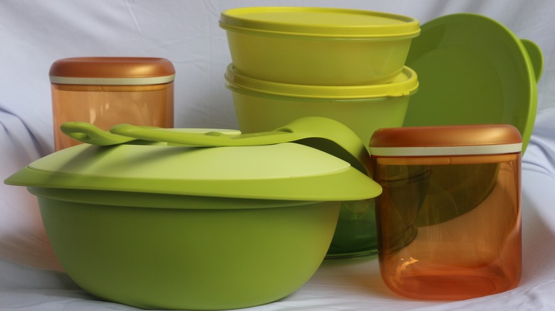 Colorful plastic food containers
