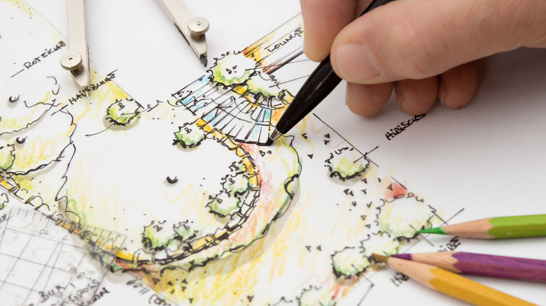 Sketching a detailed garden plan