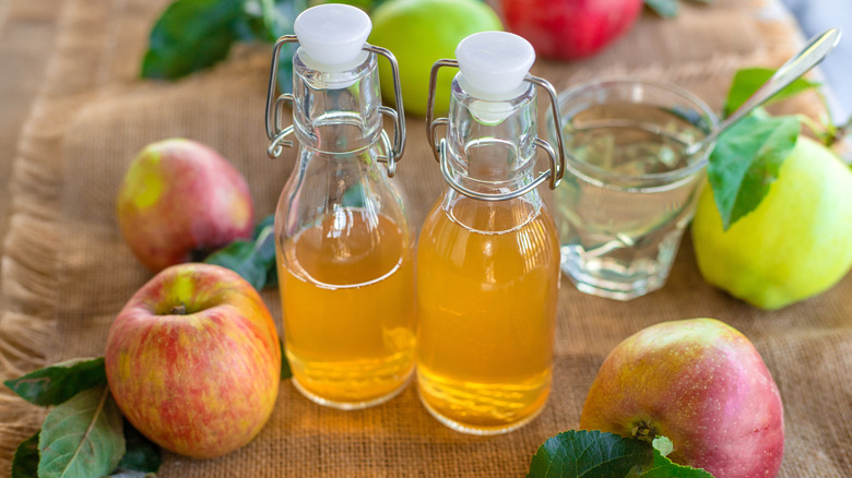 bottles of apple cider vingear
