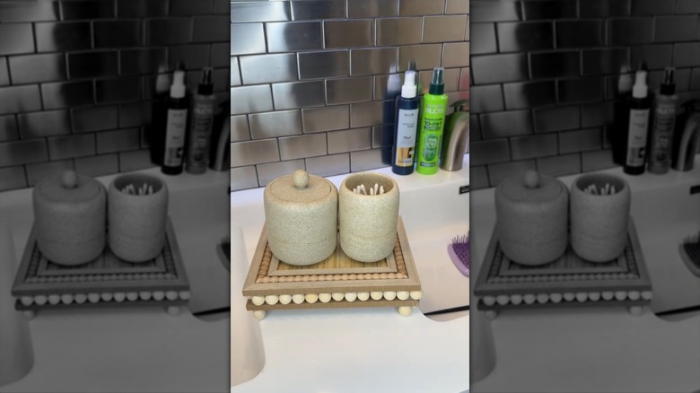 A beaded riser made from Dollar Tree frames