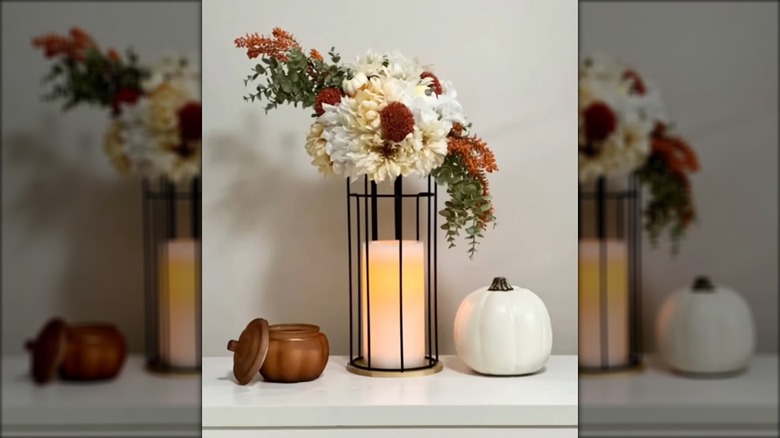 Lantern decor created out of a toilet paper holder