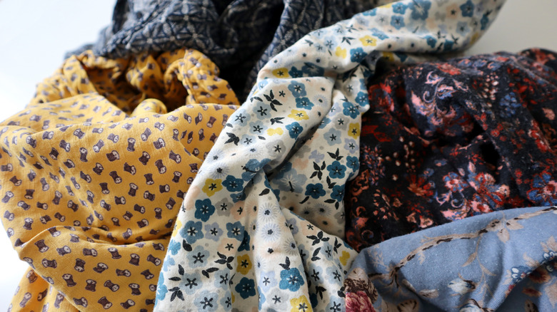 Crumpled fabric in various patterns