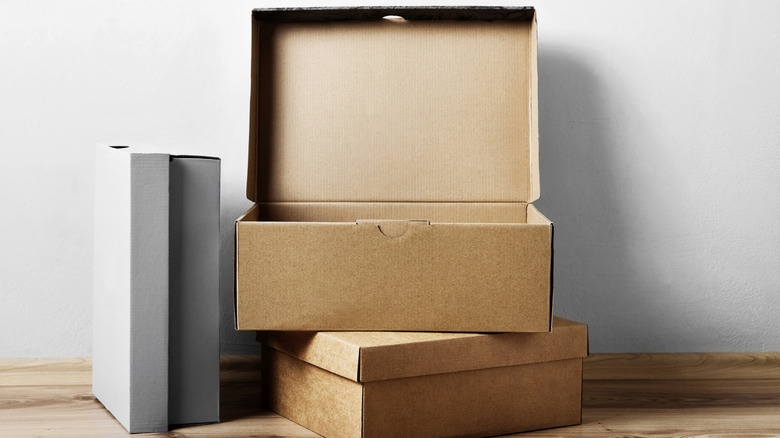 Stack of empty shoe boxes