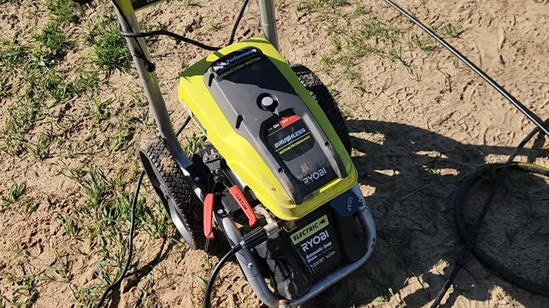 Preparing to unclog a Ryobi pressure washer