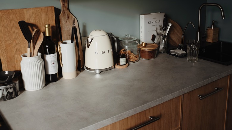 Honed granite countertop in kitchen