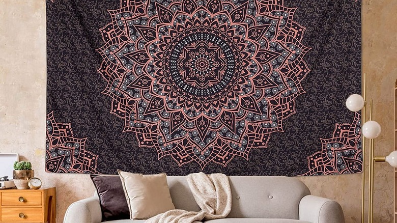 Tapestries hanging on wall