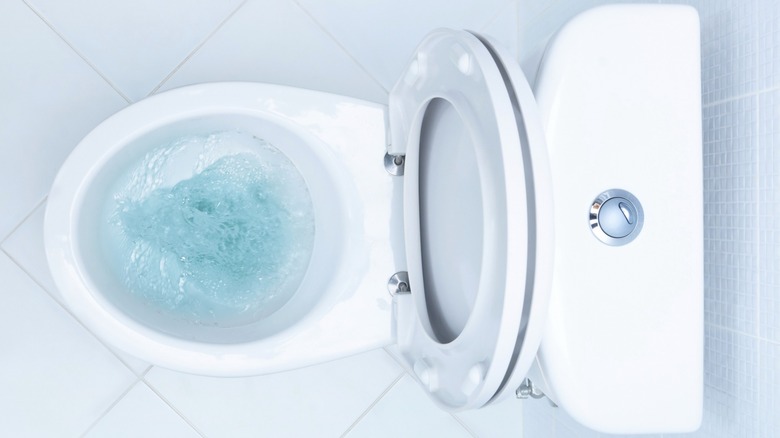 a flushed toliet