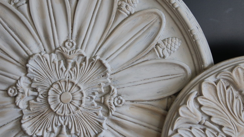 white floral ceiling medallions