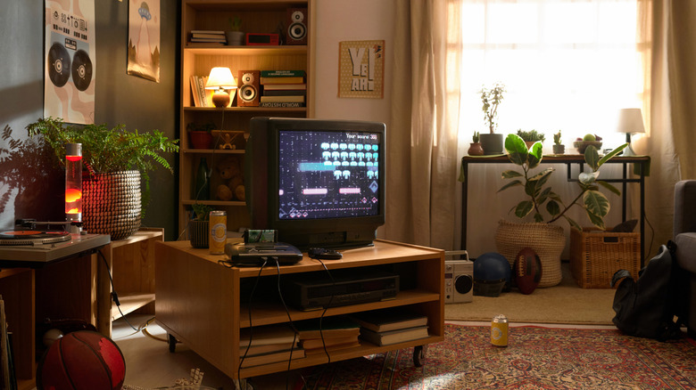 Retro style living room with 1980s elements
