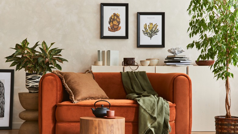 living room with fall colors