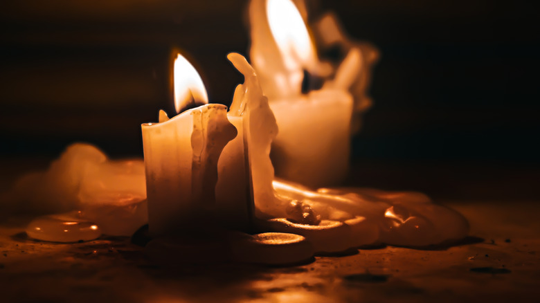 Wax melting onto table