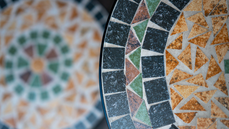 A bird's-eye view of a mosaic tabletop