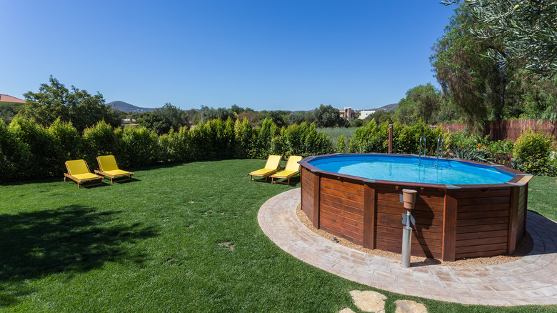 Grey above ground pool