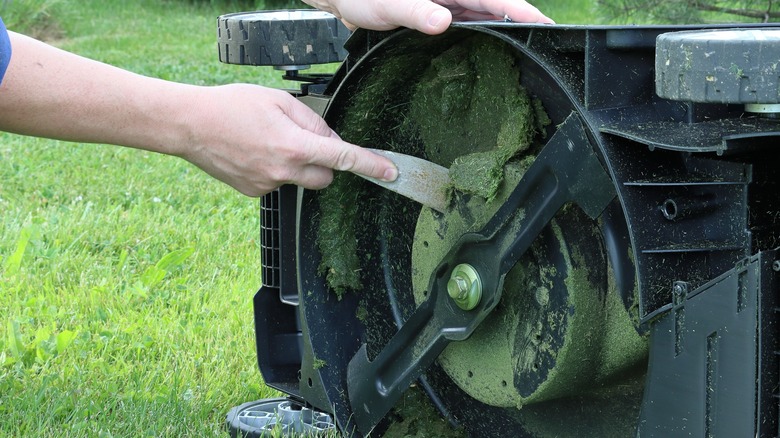 Close up of mower blades