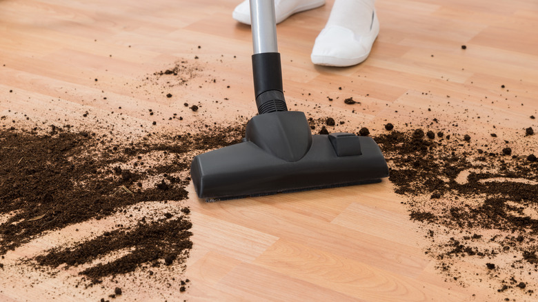 Vacuuming soil from hardwood floor