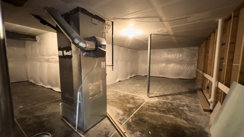 Furnace installed in an unfinished basement