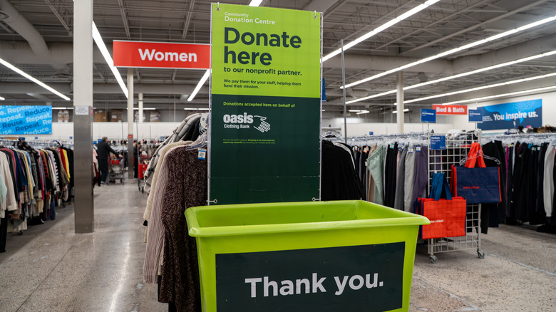 a donation bin inside of a thrift store