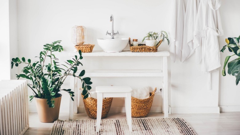 white vanity and sink