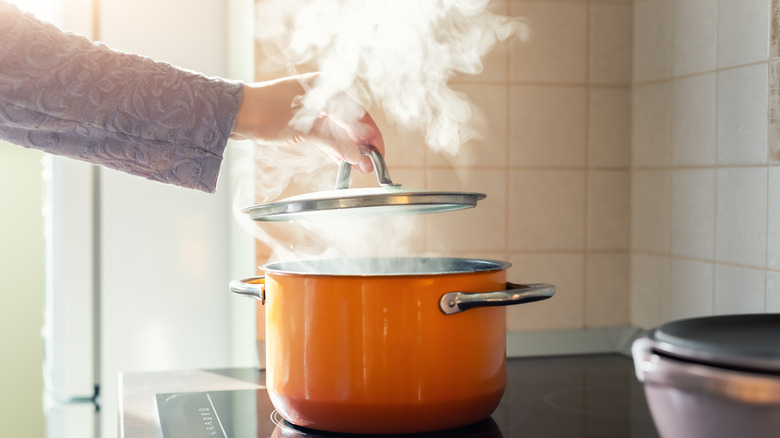 Boiling pot on stove
